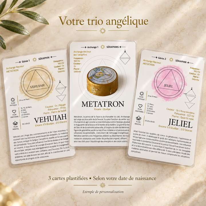 Vos 3 cartes angéliques personnalisées et plastifiées